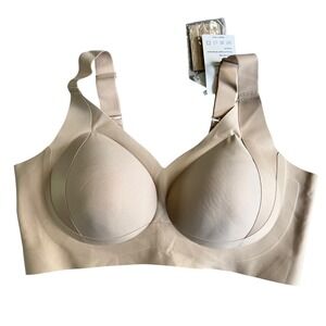 Daystry Bra 3XL Beige Front Closure‎ Wireless Comfort Everyday Plus Size